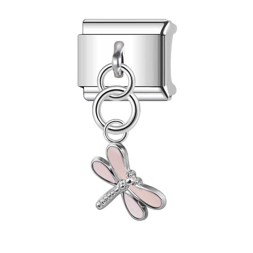 Wholesale Italian Charm Bracelet 9mm DIY Splicing Butterfly Pendant Stainless Steel Composable Bracelet