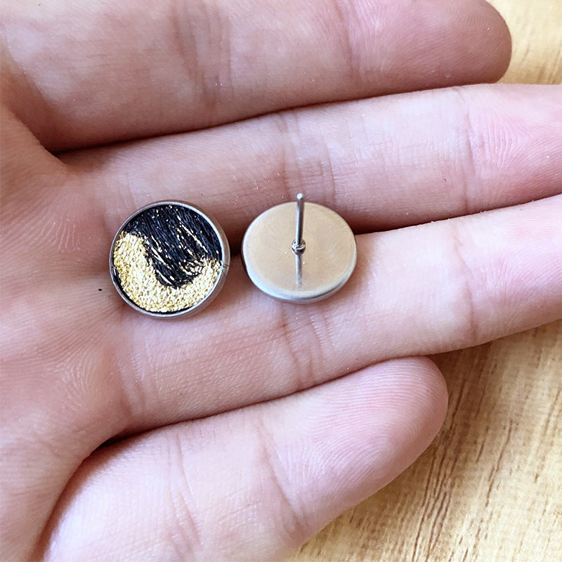 Wholesale 2pcs/ pack Stainless steel horsehair stud earrings