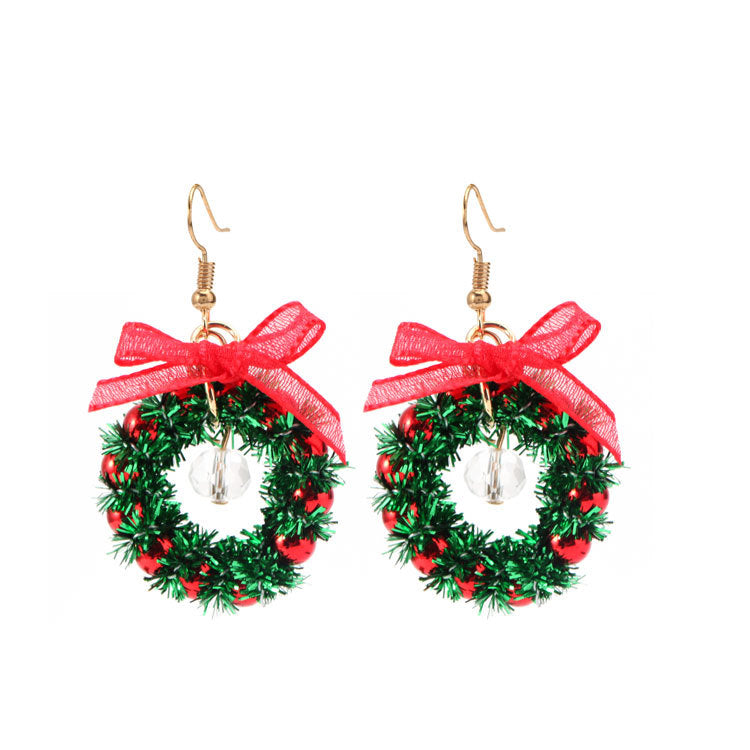 Wholesale Christmas Alloy Oil Drop Christmas Tree Snowflake Earrings ACC-ES-Bingl005