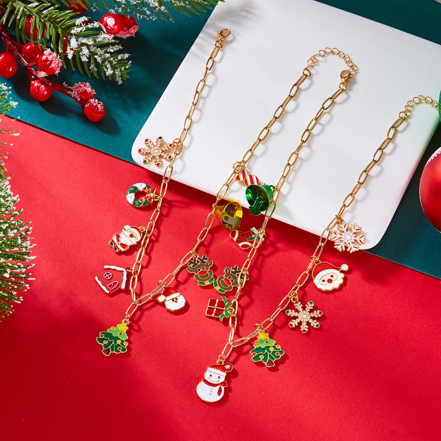 Wholesale Snowflake Christmas Tree  Alloy Necklace Set
