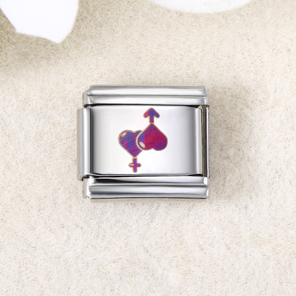 Wholesale  Italian Charm Bracelet 9mm DIY UV laser Creative Stainless Steel Composable Bracelet