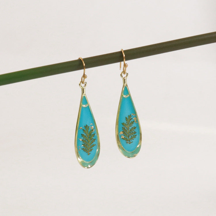 Wholesale 6pcs/pack Herbarium Resin Colored Dried Flower Earrings