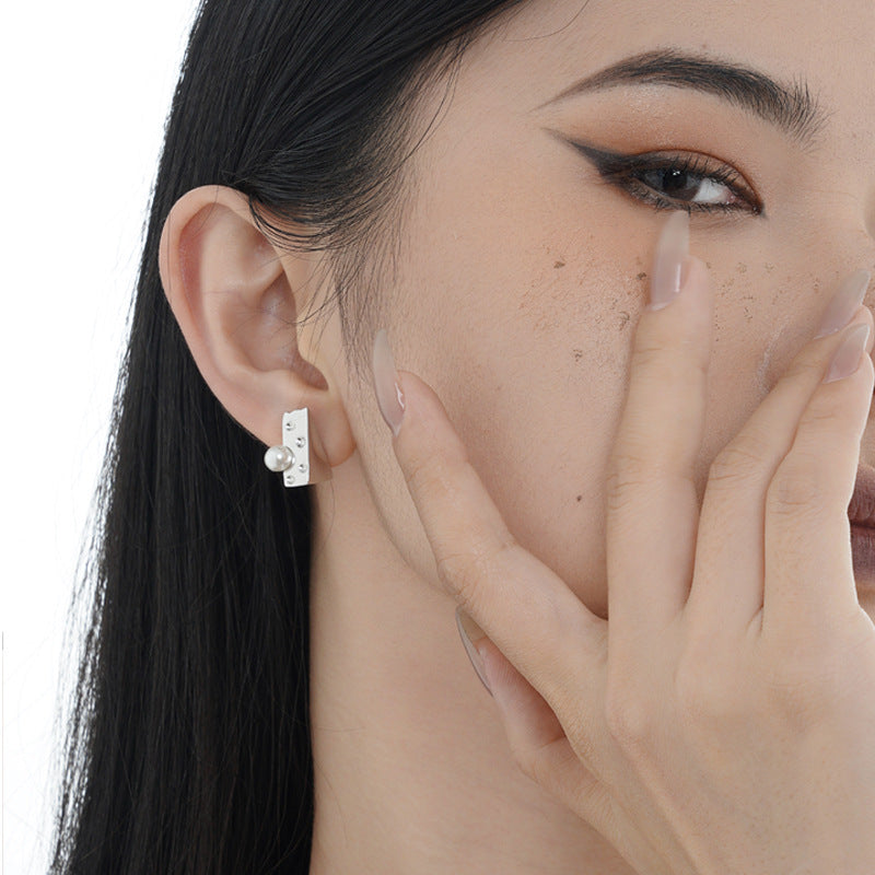 Wholesale Simple S925 Sterling Silver Inlaid Shell Pearl Cheese Earrings ACC-ES-YWE008