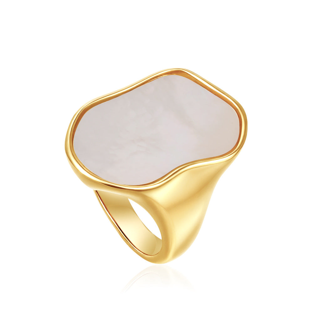 Wholesale Women' s Gold Plated Stainless Steel Cube Ring,  Trendy Boutique Resale Jewelry