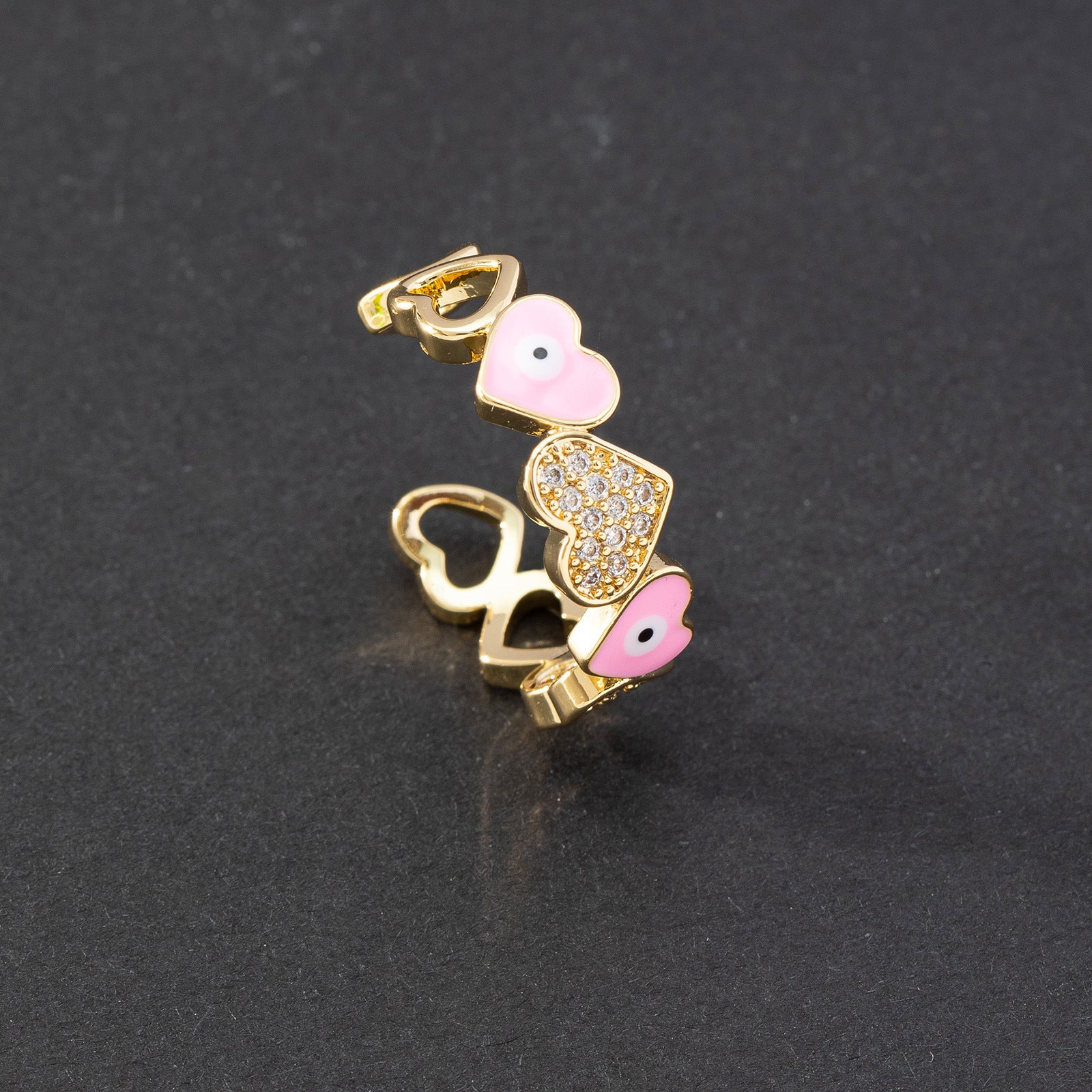 Wholesale Evil Eye Vintage Open Ring Copper Zircon Enamel Ring Fashion Jewelry Accessory For Everyday Wear