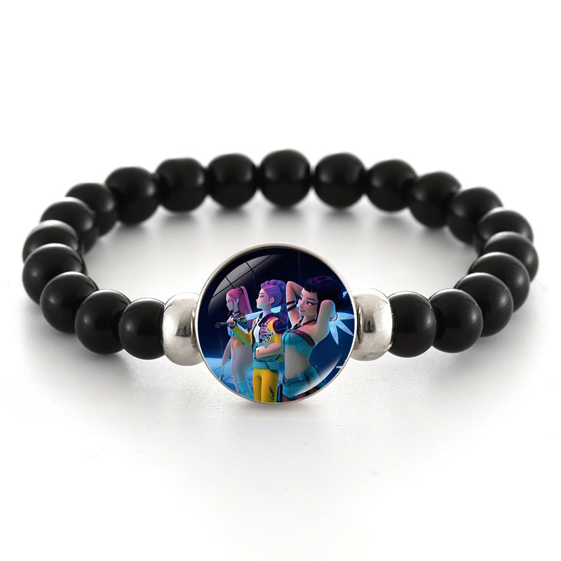 Wholesale kpop anime bracelet black beaded bracelet
