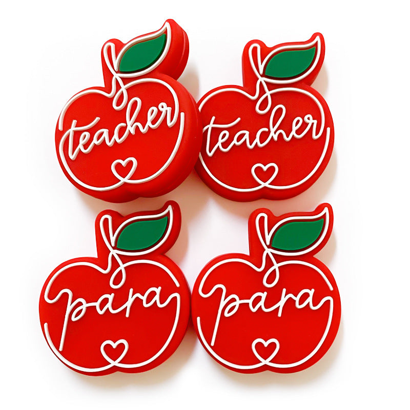 Wholesale 10pcs Cartoon Apple Silicone Beads Focal Beads DIY Bead Pen Accessories ACC-BDS-WDX210