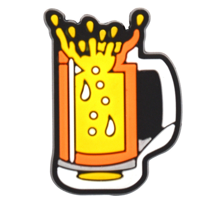 Wholesale Random 100pcs beer  PVC Soft Rubber Shoe Buckle Decoration