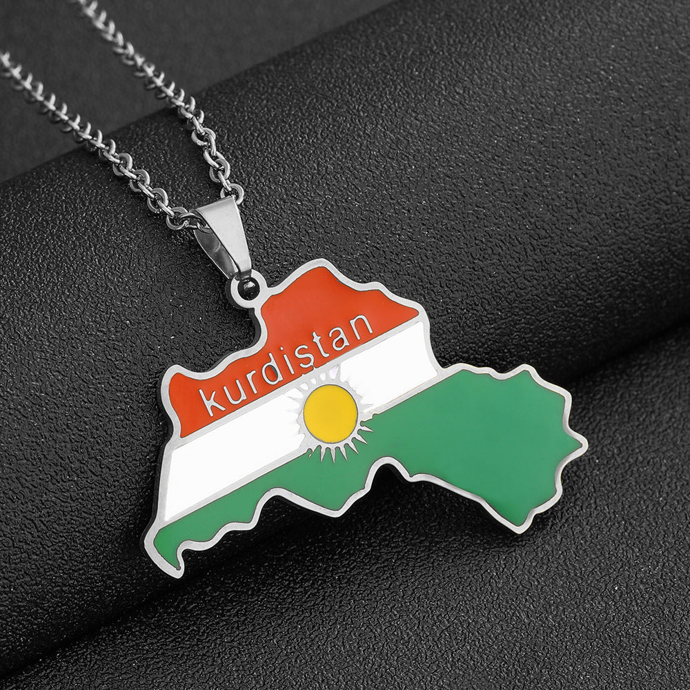 Wholesale Geometric Vintage Drip Oil Pendant Necklace Stainless Steel Jewelry Accessory