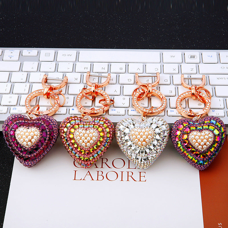 Wholesale Colorful Luminous Love Heart Car Keychain ACC-KC-RuiYuan011