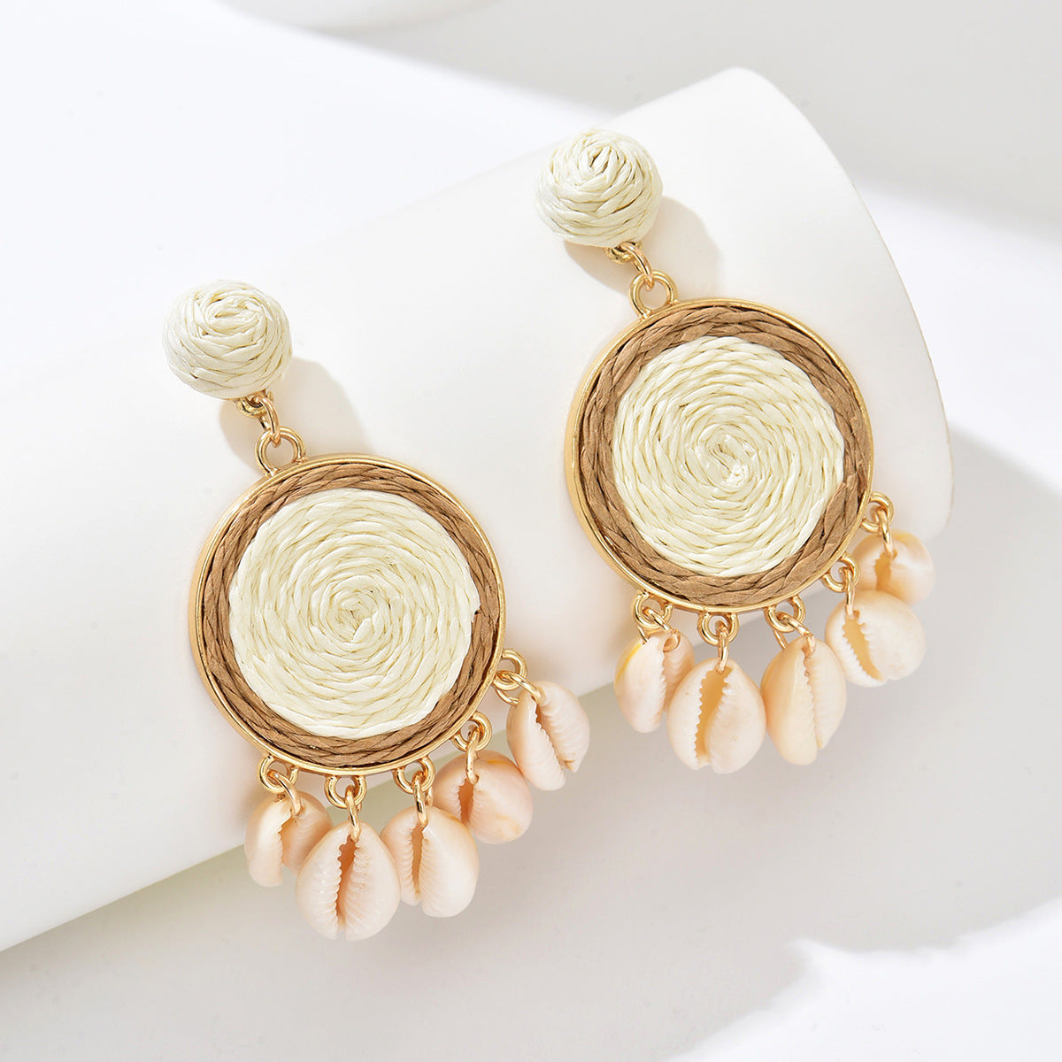 Wholesale Raffia Woven Bohemian Retro Ethnic Earrings Party Wear Boutique Resale Gift