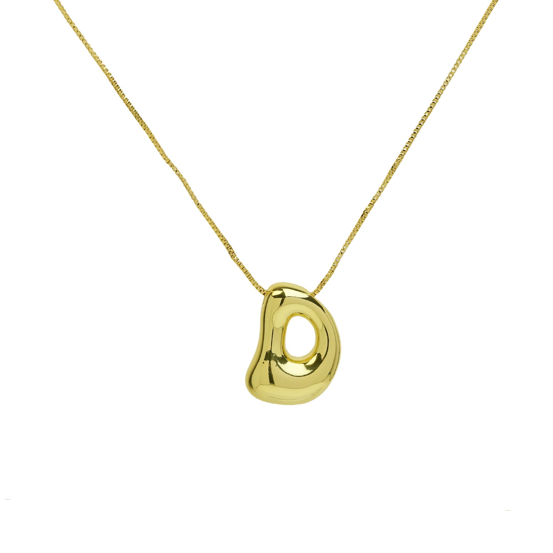 Wholesale 18K Brass Glossy Balloon Bubble 26 Letter Pendant Necklaces ACC-NE-BaiYi001