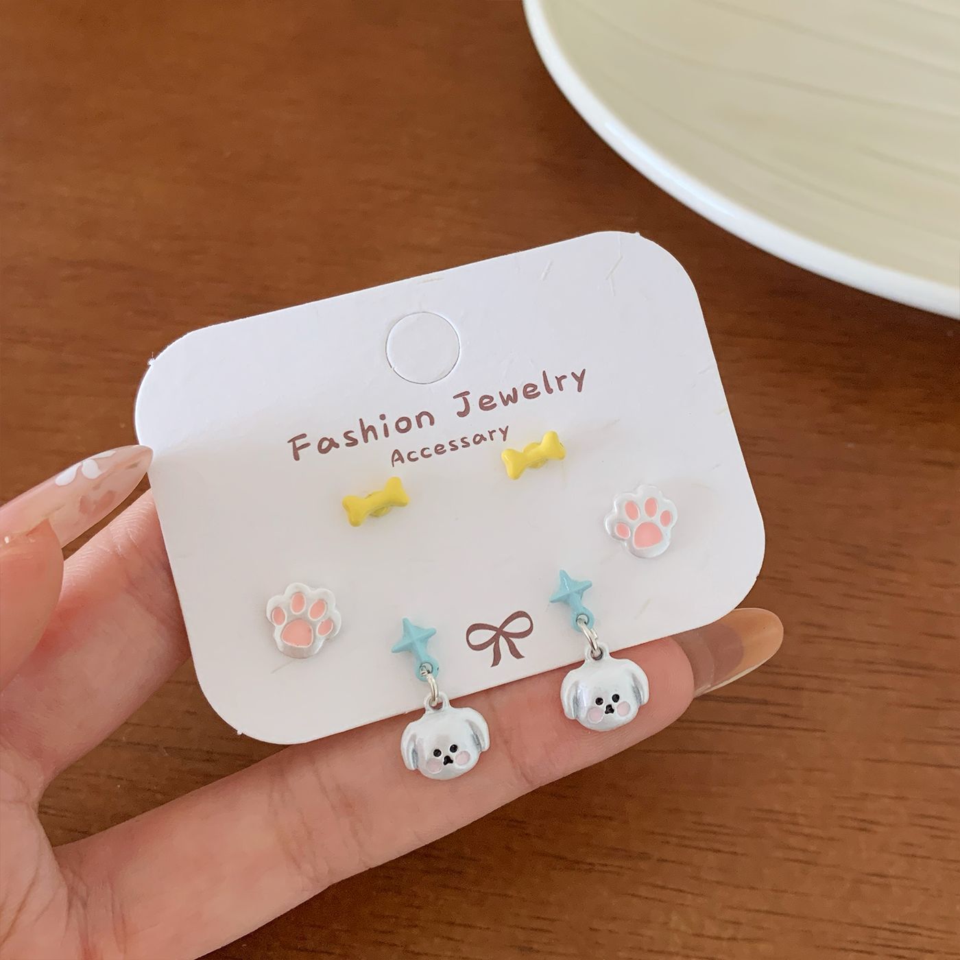 Wholesale Childlike and Cute Puppy Earrings with Tassels Silver Needles Earrings