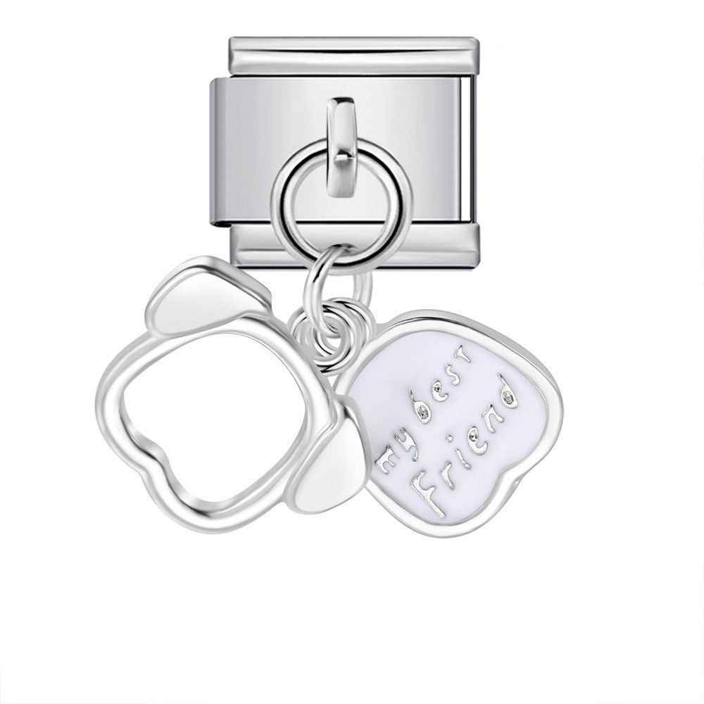 Wholesale 5pcs  Italian Charm Bracelet 9mm DIY  cute hookCreative Stainless Steel Composable Bracelet