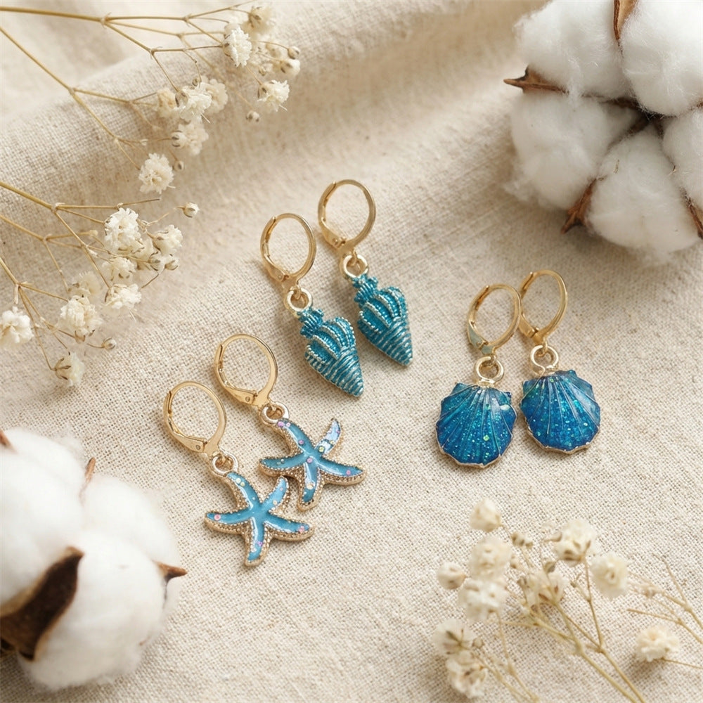 Wholesale Acrylic Enamel and Glitter Ocean Earrings