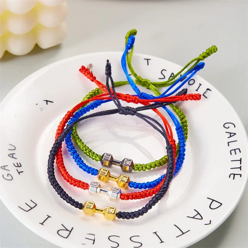 Wholesale  large dumbbell energy woven bracelet