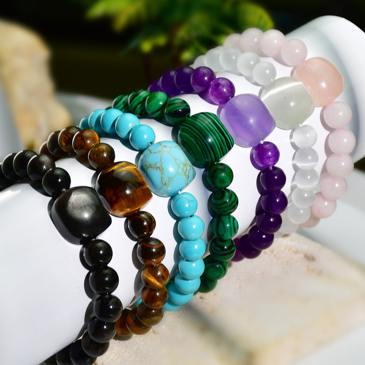Wholesale Handmade Cat Natural Stone Beaded Bracelet with Tiger Eye and Pink Crystal - Everyday Fashion Accessory for Women