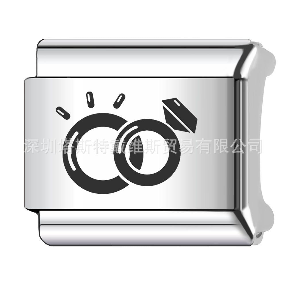 Wholesale 9mm Italian Charm Starter Bracelets DIY square Single Section Creative Stainless Steel Composable Bracelet