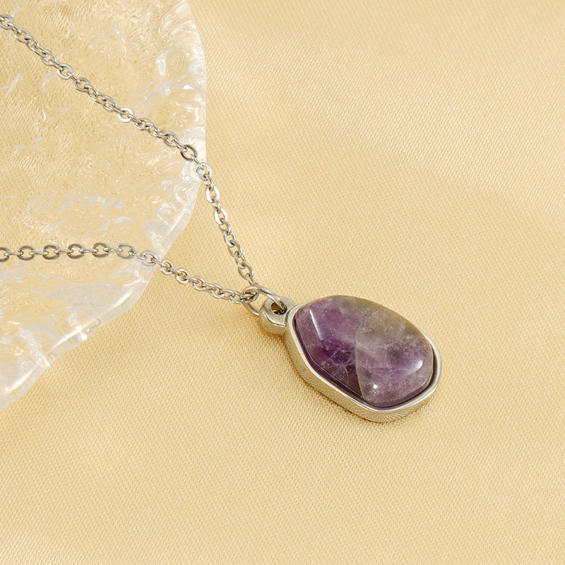 Wholesale  irregular natural stone necklace stainless steel does not fade 18K gold plated clavicle chain