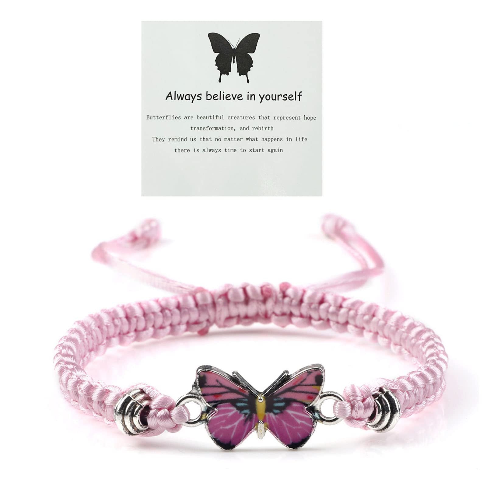 Wholesale Butterfly Design Adjustable Handmade Woven Bracelet Alloy Pendant Black Rope Women S Fashion Accessory