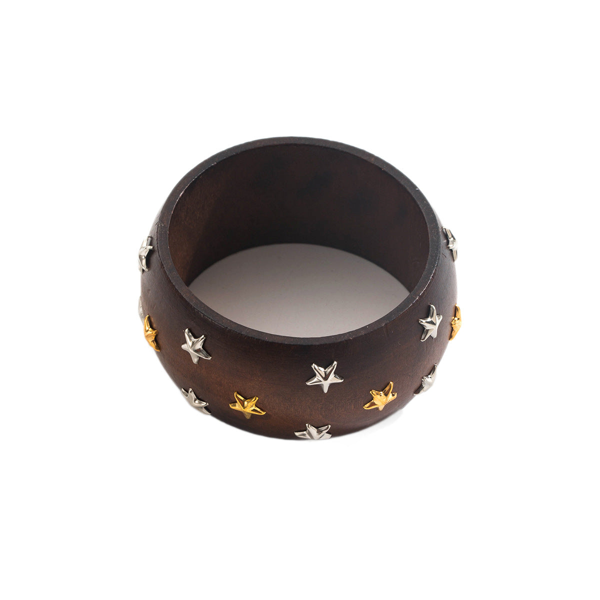 Bracciale retrò con personalità geometrica all'ingrosso del braccialetto della stella del rivetto di legno