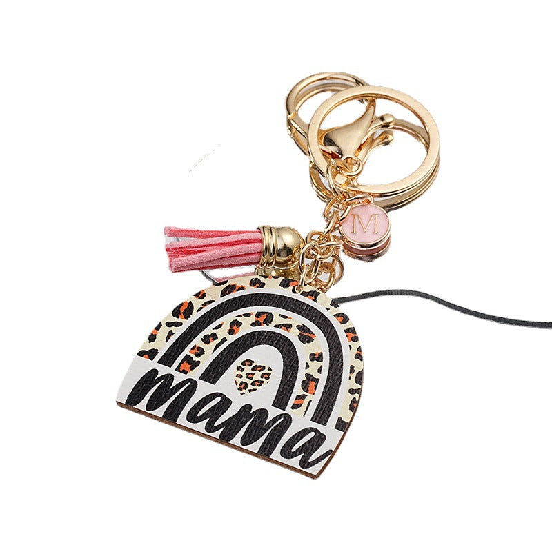 Wholesale Mother's Day Gift Rainbow Keychain Pendant New Leopard Print Arched Car Bag Keychain Pendant ACC-KC-HuiWen001