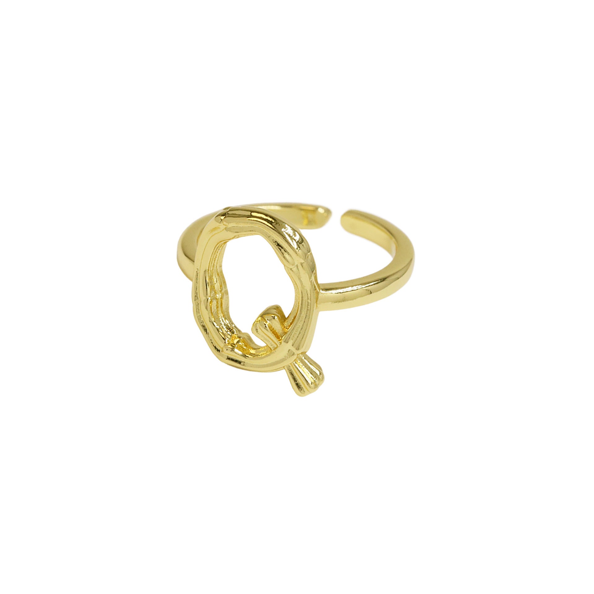 Wholesale  Golden Bamboo Bamboo Simple 26 English Letters Open Ring