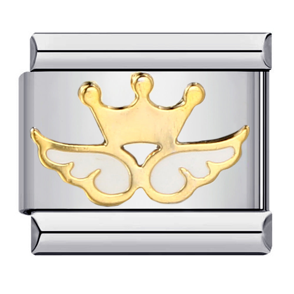 Wholesale Italian Charm Bracelet 9mm DIY Splicing Removable Gold Plated Oil Drop Cartoon Stainless Steel Composable Bracelet