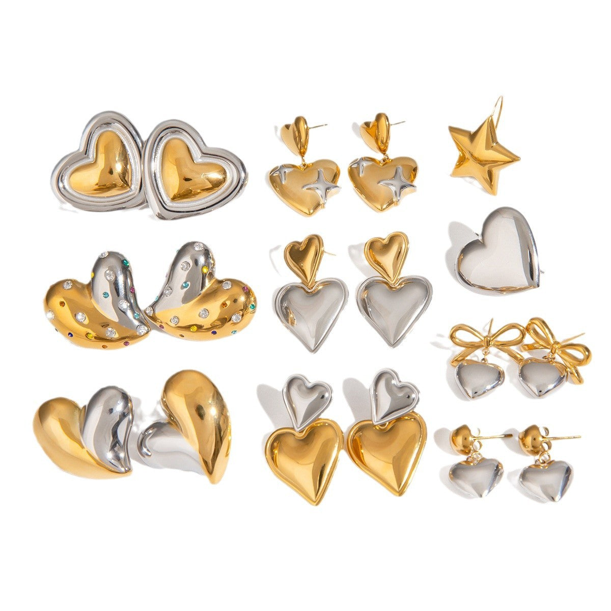 Wholesale  gold and silver color matching two-color love stainless steel earrings jewelry