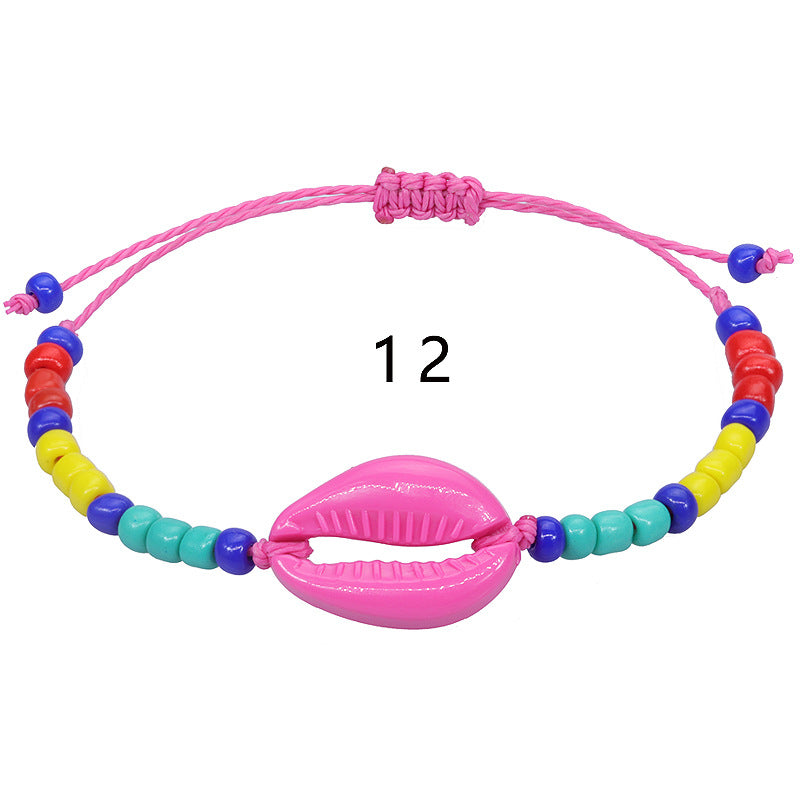 Wholesale Bohemian Style Acrylic Shell Colored Rice Bead Woven Bracelet ACC-BT-YiYe002