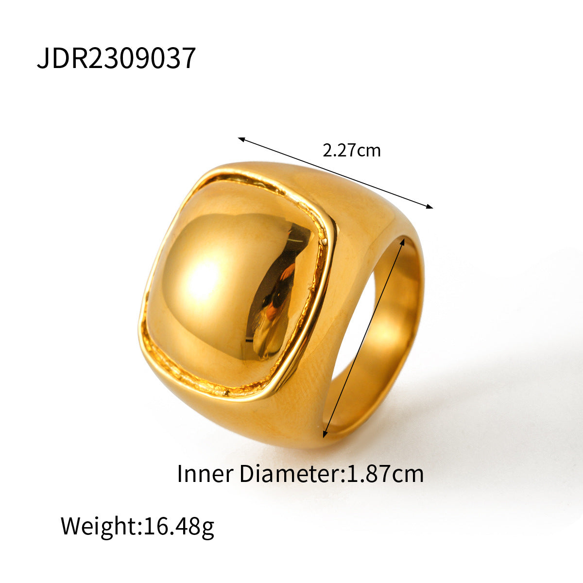 Wholesale 18K gold stainless steel chubby oval ring