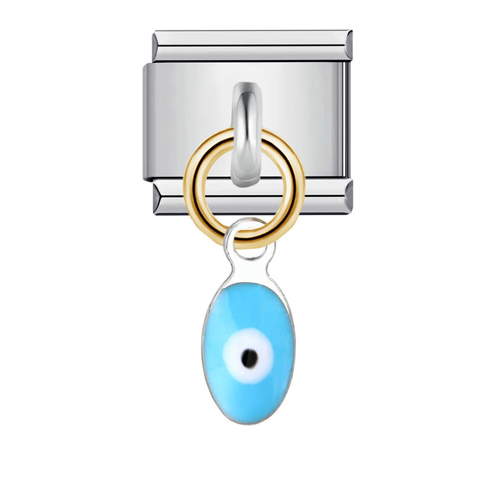 Wholesale Single Hook Italian Module Bracelet Devil' s Eye Pendant  Titanium Steel Charms