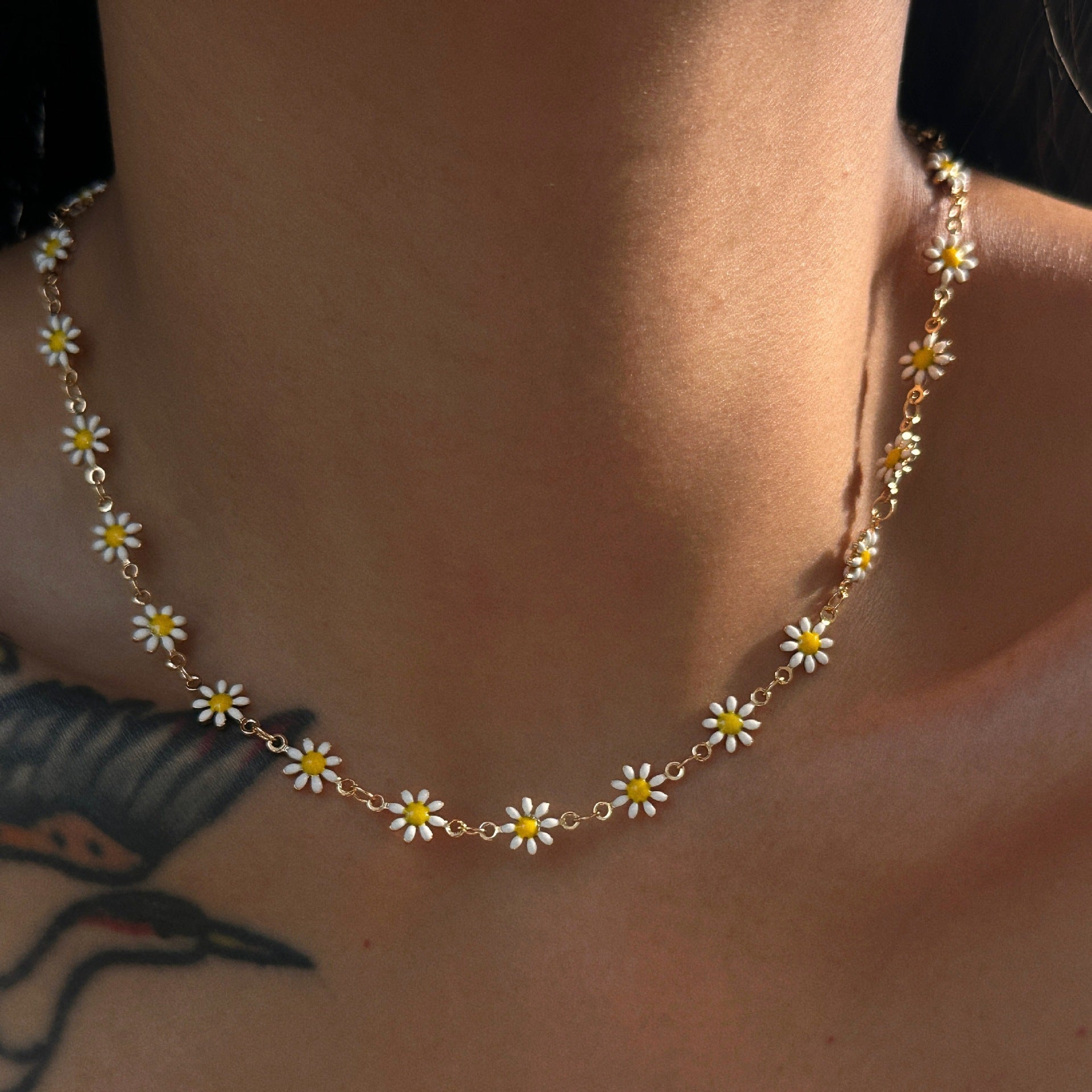 Wholesale  Painting Glaze Daisy Flower Necklace
