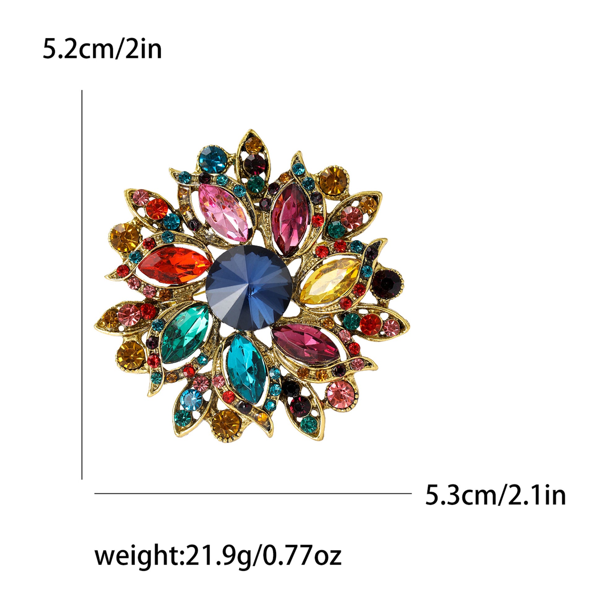 Wholesale Retro Flower Brooch Fashion Crystal Glass Women S Alloy Pin Casual Party Jewelry Accessory For Resale