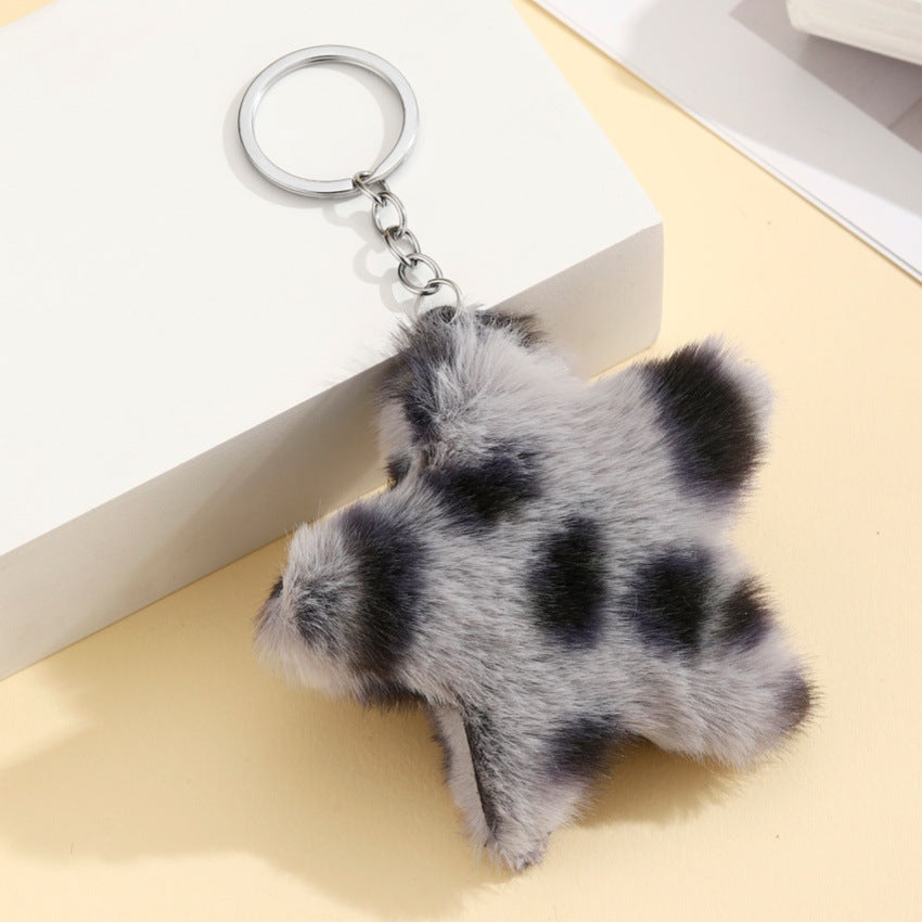Wholesale plush star  pendant leopard print Keychain