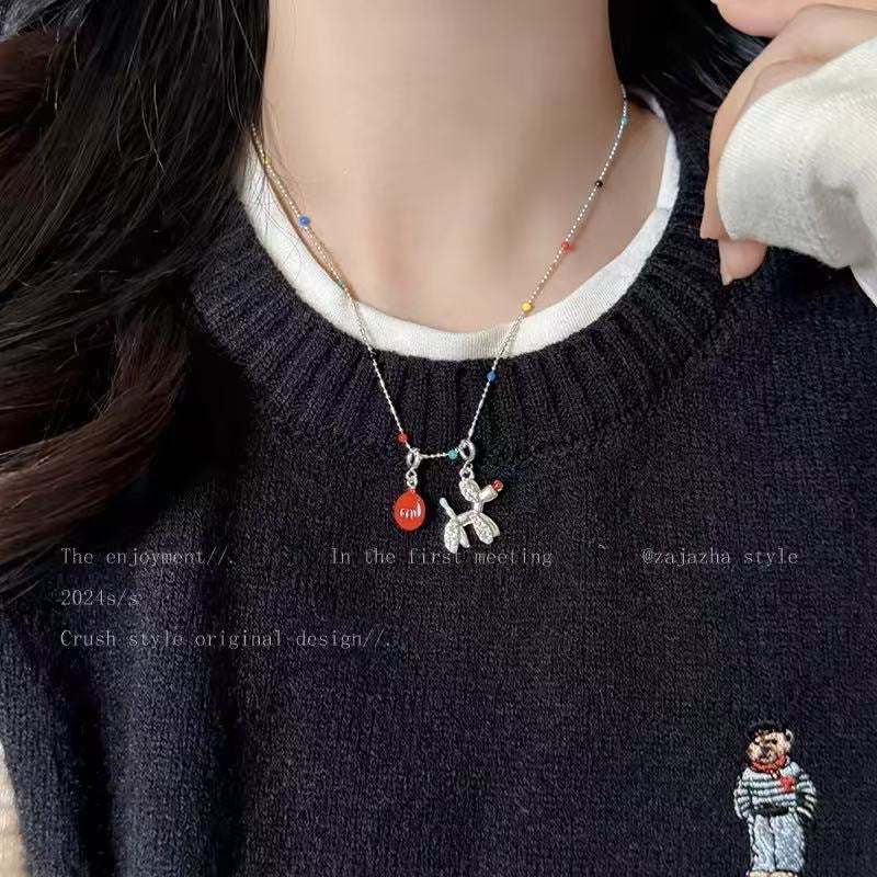 Wholesale Colorful Balloon Dog Necklace
