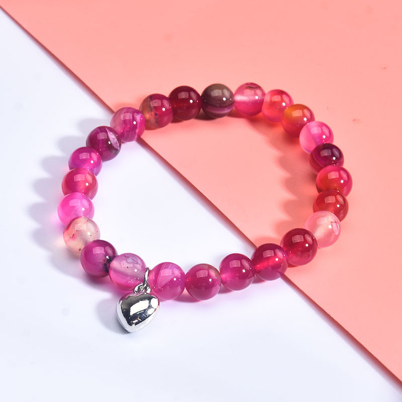 Wholesale 8MM Pink Zebra 10mm Frosted Stone Beaded Agate Bracelet ACC-BT-zhixiang015