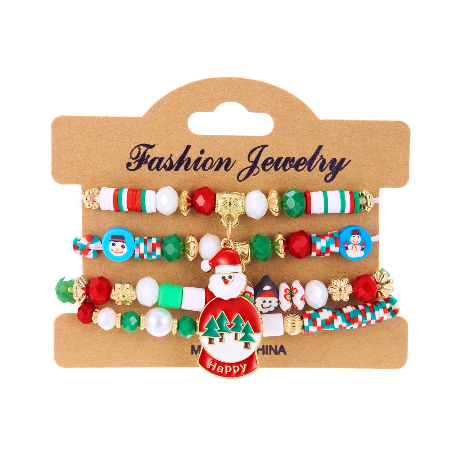 Wholesale  Christmas Element Bracelet suit Letter Beaded Soft Ceramic Snowman  Bracelet Set