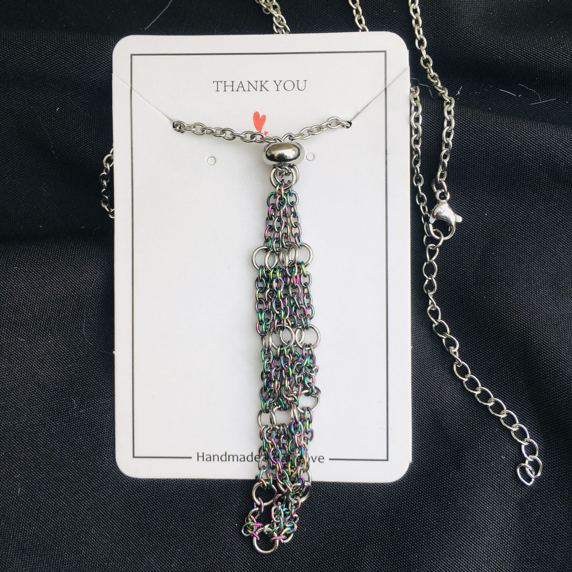 Wholesale Contrasting Color Design Replaceable Crystal Natural Stone Adjustable Metal Mesh Necklace ACC-NE-RongGuan005