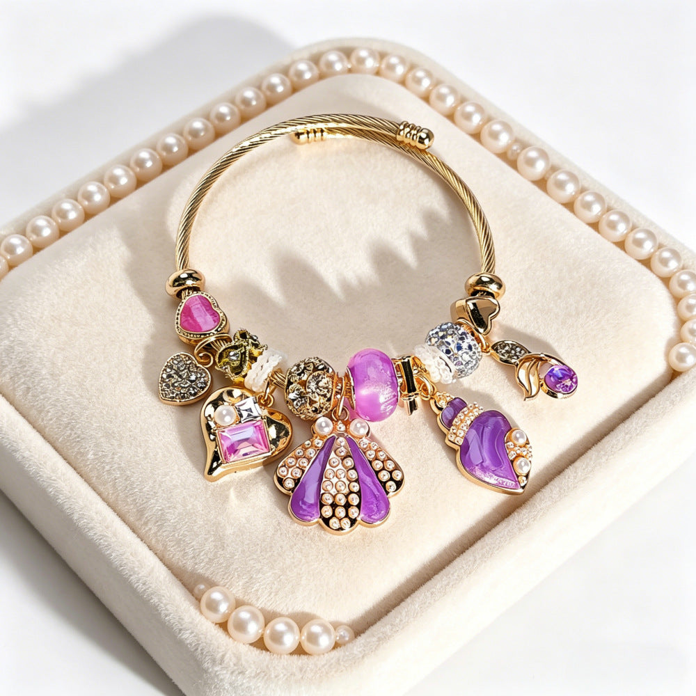 Wholesale Stylish Cartoon Marine Life Open Adjustable Bangle Bracelet Zinc Alloy Ocean Animal Charm Jewelry Accessory Boutique Resale Gift