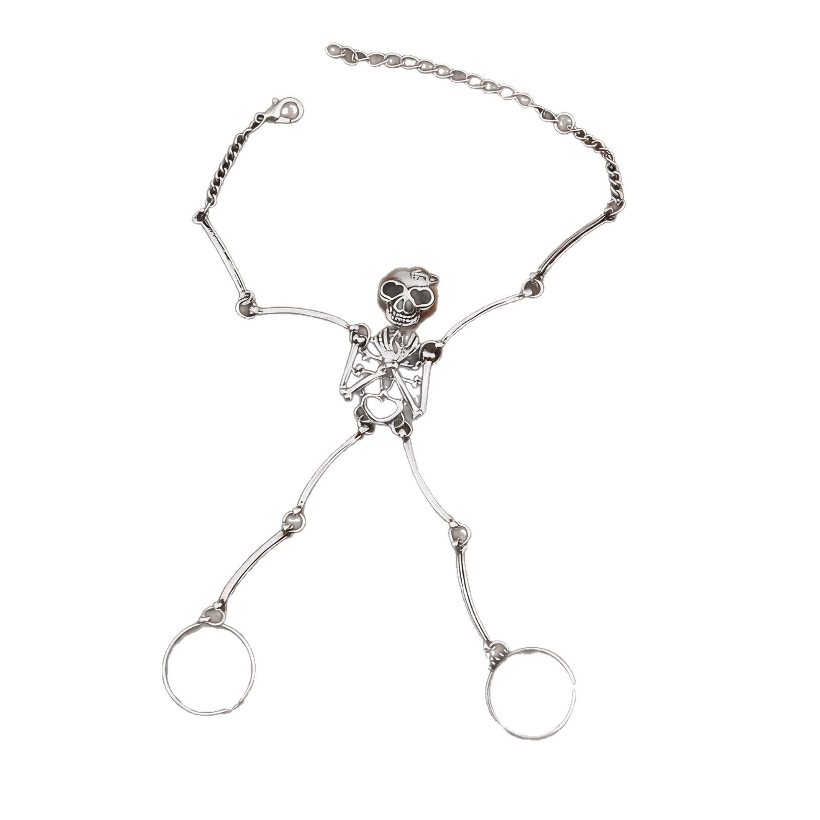 Wholesale Antique Silver Gothic Skull Bracelet Ring Set Zinc Alloy  Jewelry Accessory For Unisex Everyday Wear
