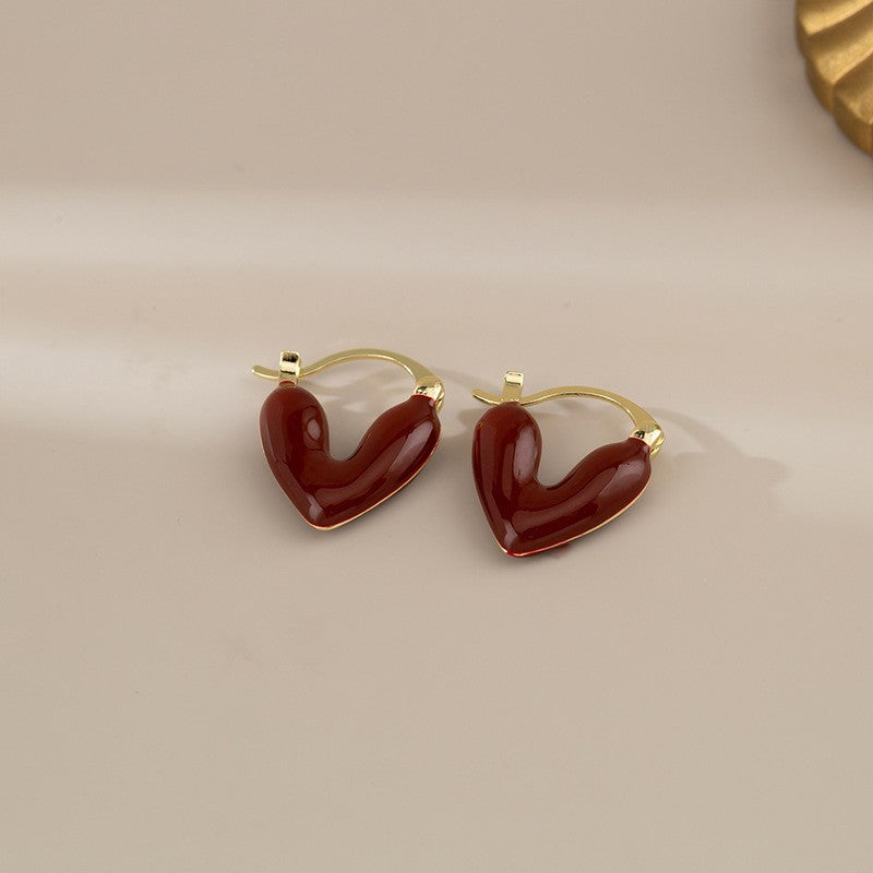 Wholesale Heart Shape Drip Glaze Earrings,  Alloy Ear Studs for Women,  Trendy Love Ear Cuff,  Everyday Wear or Gift