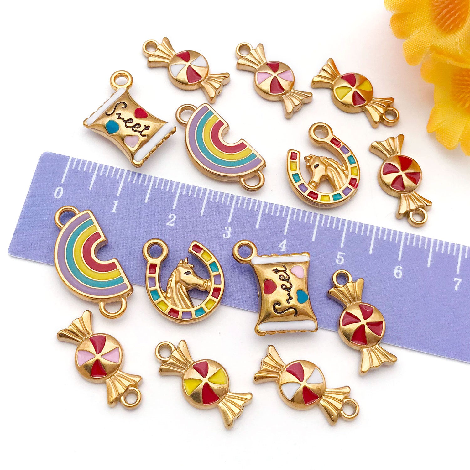 Wholesale Stainless steel enamel butterfly knot candy Western cowboy horse head  Charms