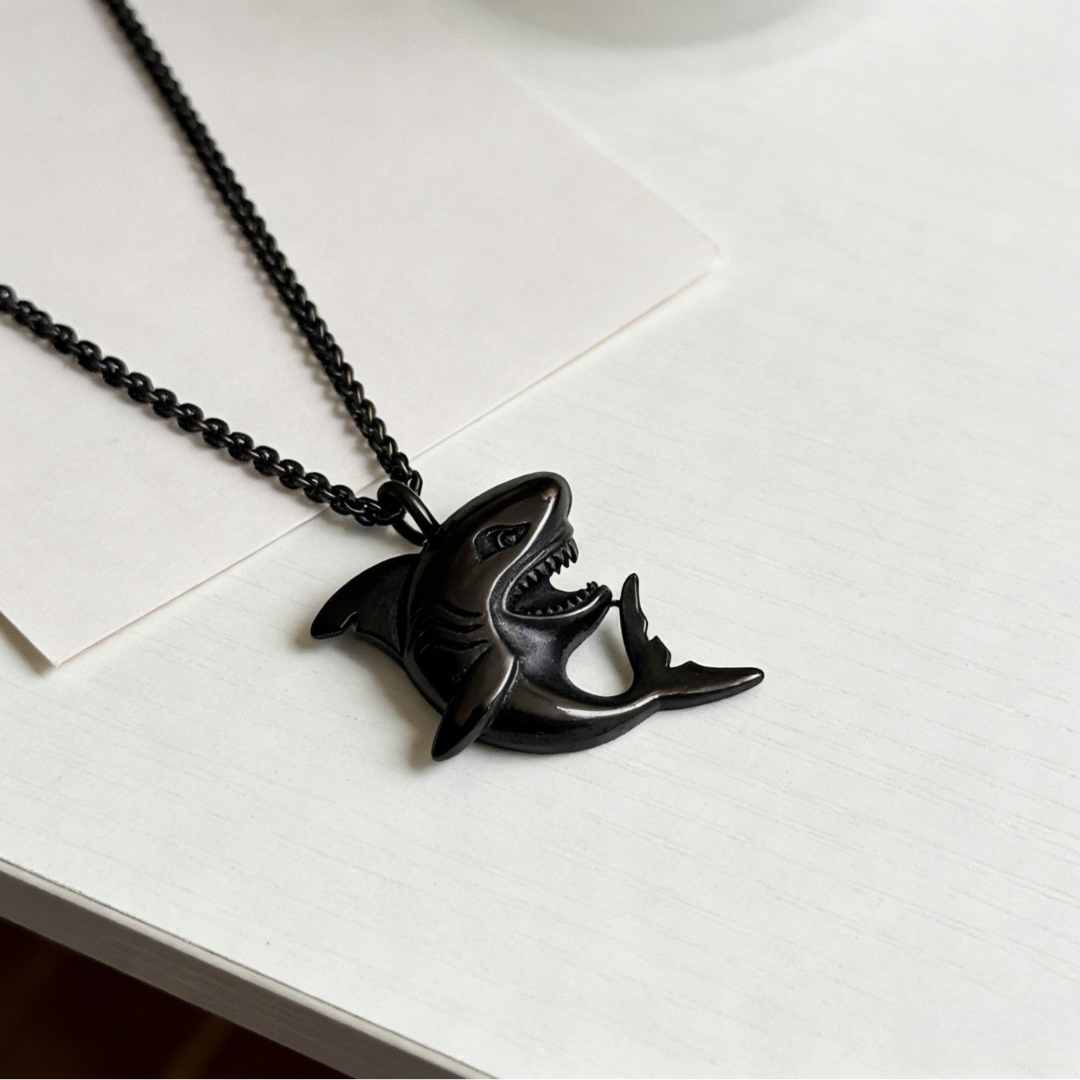 Wholesale Dark Style Alloy Shark Pendant Necklace