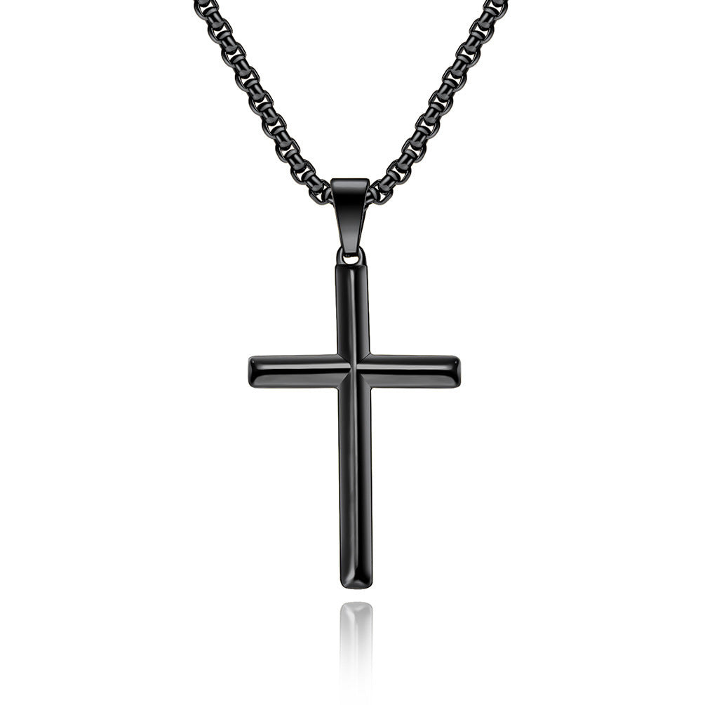 Wholesale Hip Hop Rhombus Cross Pendant Necklace Stylish Titanium Steel Jewelry Accessory for Men and Women