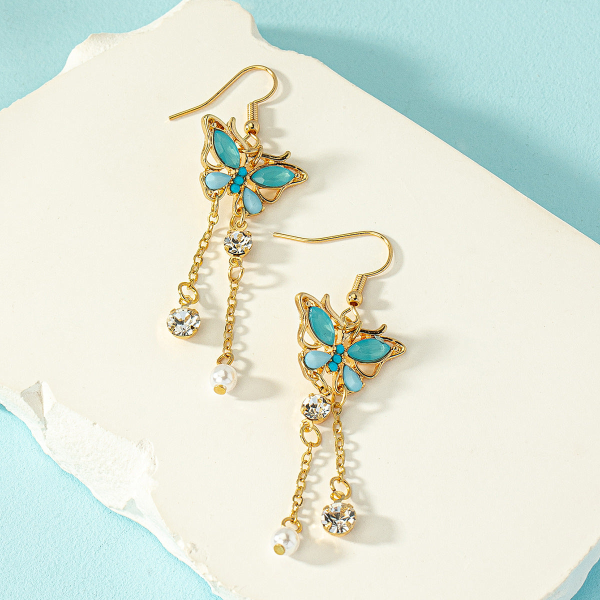 Wholesale Green Zircon Butterfly Alloy Earrings ACC-ES-AYN006