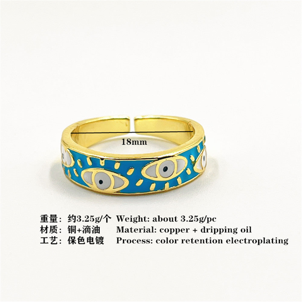 Wholesale Five-color oil-drip devil' s eye color-preserving electroplating ring