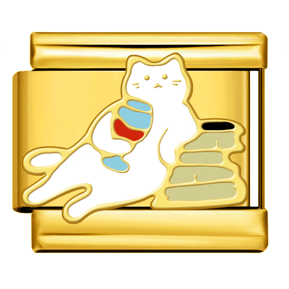 Wholesale 9mm Italian Charm Starter Bracelets DIY Cat and Dog Single Section Creative Stainless Steel Composable Bracelet