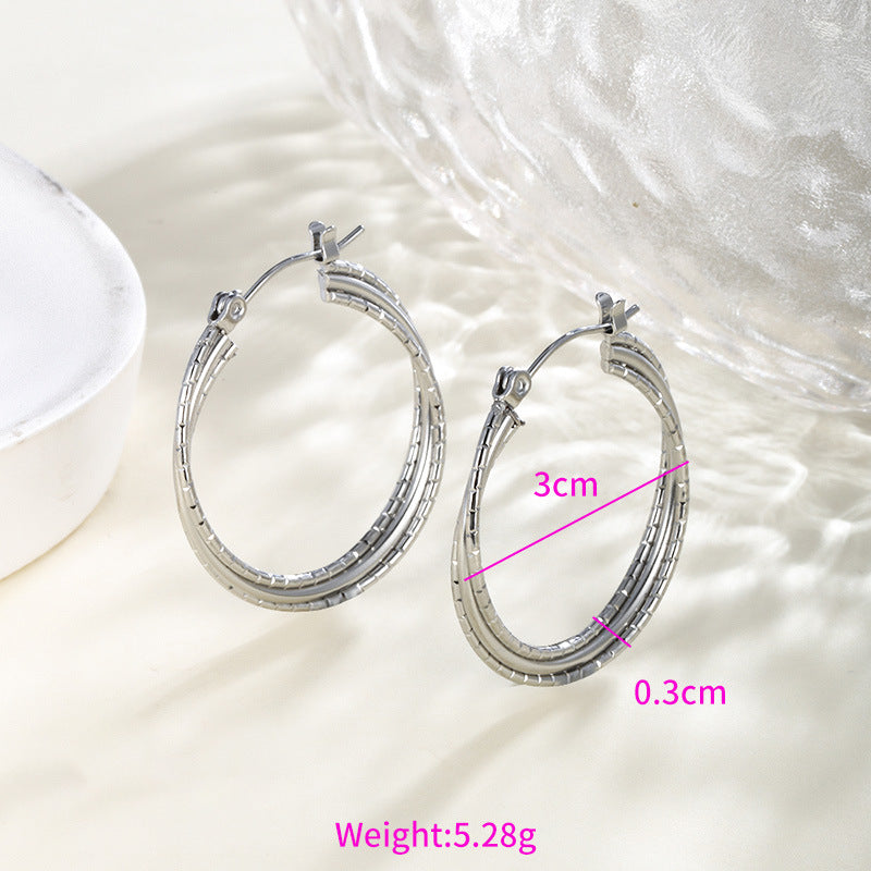 Wholesale Stainless steel heart-shaped large circle earrings