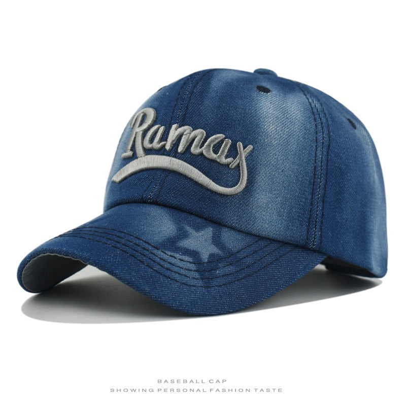 Wholesale  Denim Washed Baseball Cap Three-dimensional Embroidered Letter Embroidered Hat